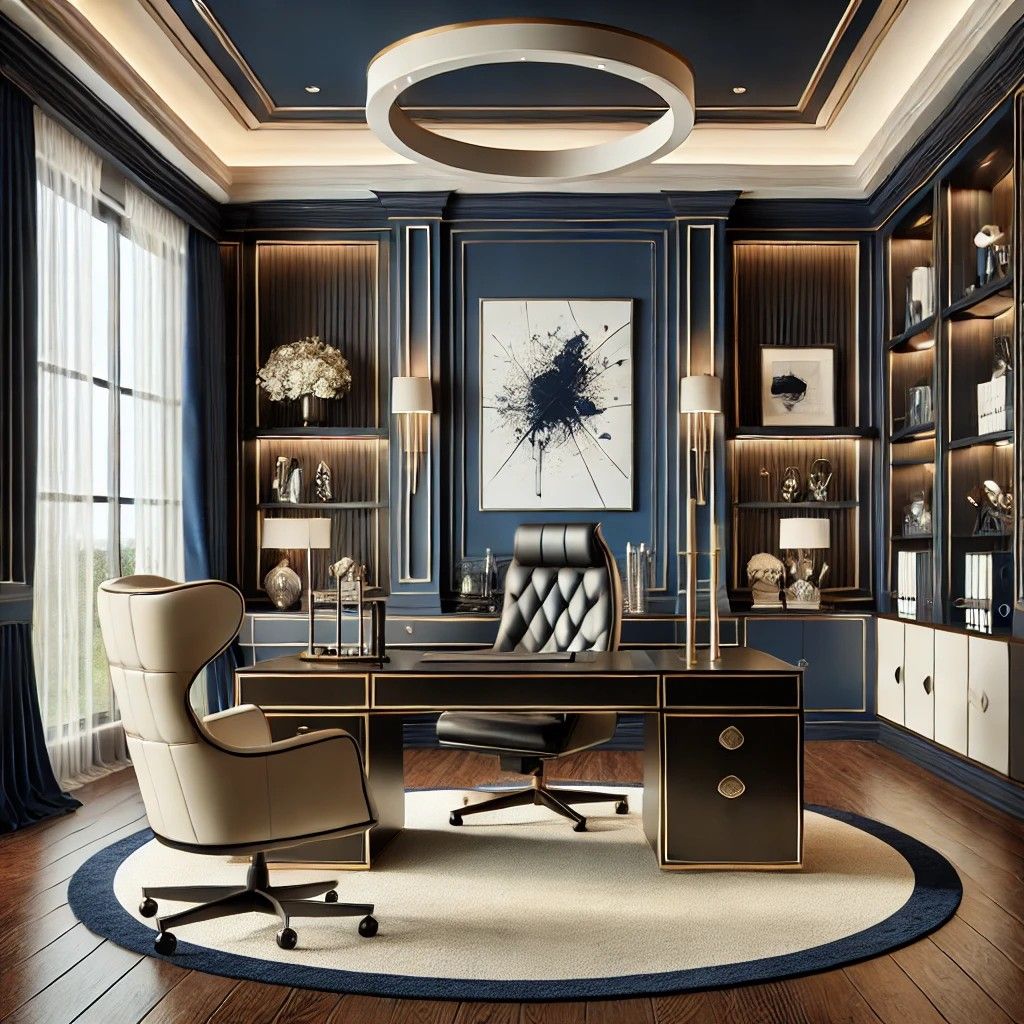 Classic executive office in warm tones — operational excellence as a standard